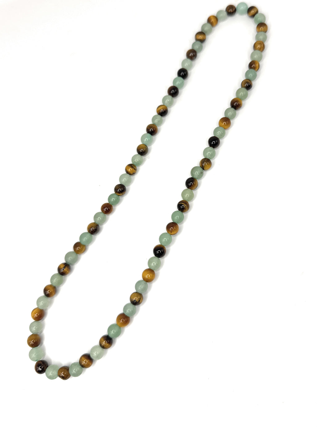 Green Aventurine, Tiger Eye Beaded Stretch Necklace – 6mm | Made to Order, No Clasp
