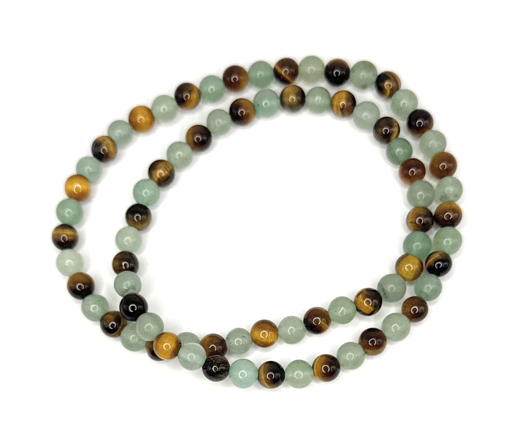 Green Aventurine, Tiger Eye Beaded Stretch Necklace – 6mm | Made to Order, No Clasp