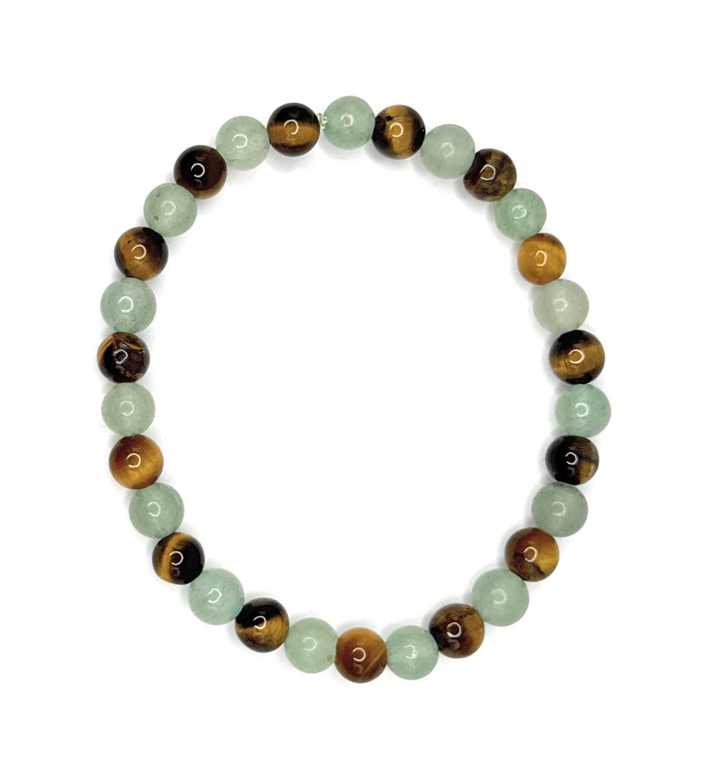 Green Aventurine, Tiger Eye Beaded Stretch Bracelet – 6mm | Made to Order, No Clasp