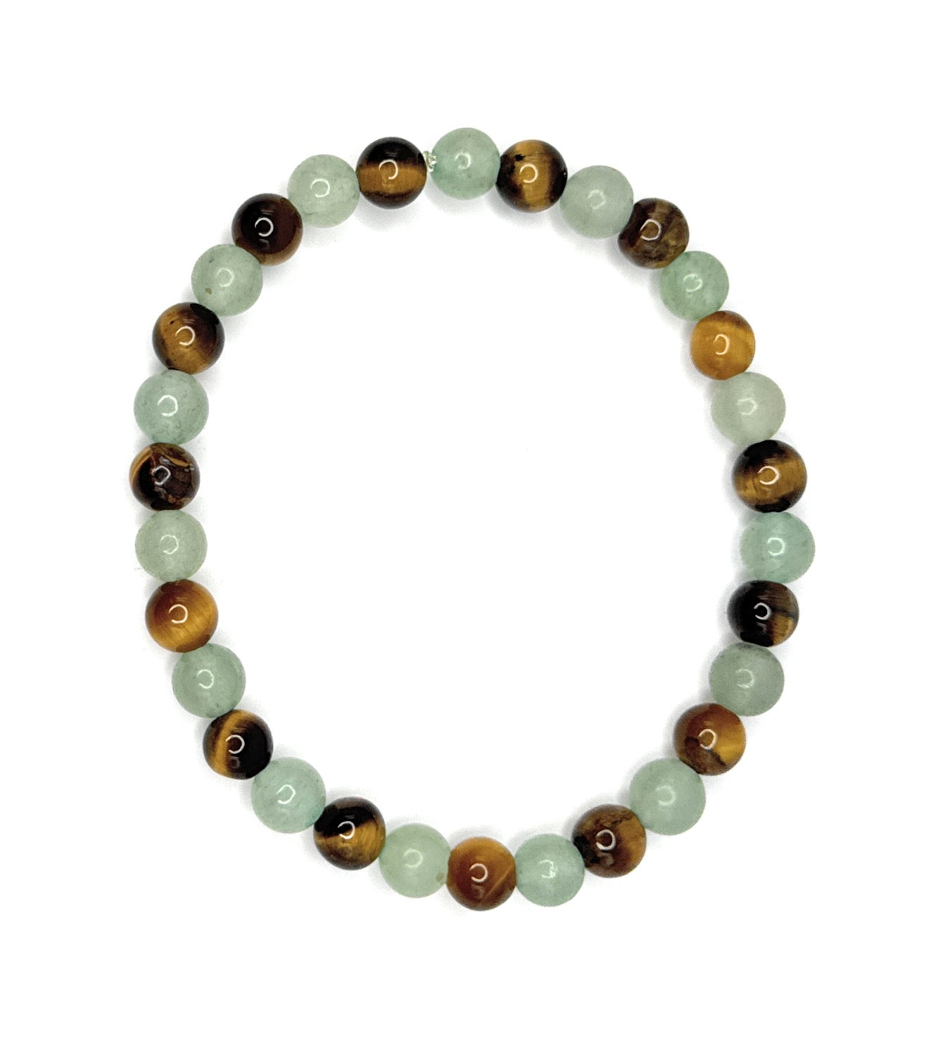 Green Aventurine, Tiger Eye Beaded Stretch Bracelet – 6mm | Made to Order, No Clasp