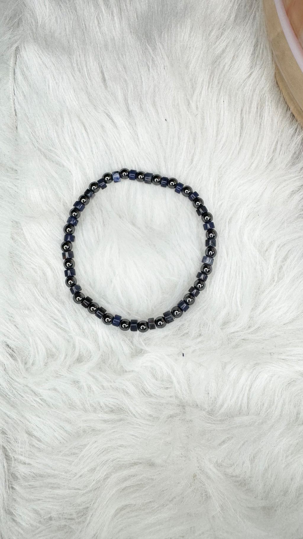 Hematite, Heishi Sodalite Beaded Stretch Bracelet - Tiny, Dainty – 4mm | Made to Order