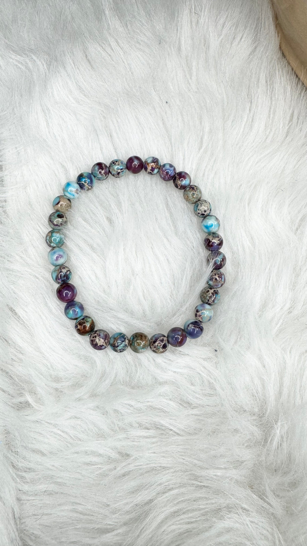 Sea Sediment Imperial Jasper (Purple Blue) Beaded Stretch Bracelet- 6mm | Made to Order