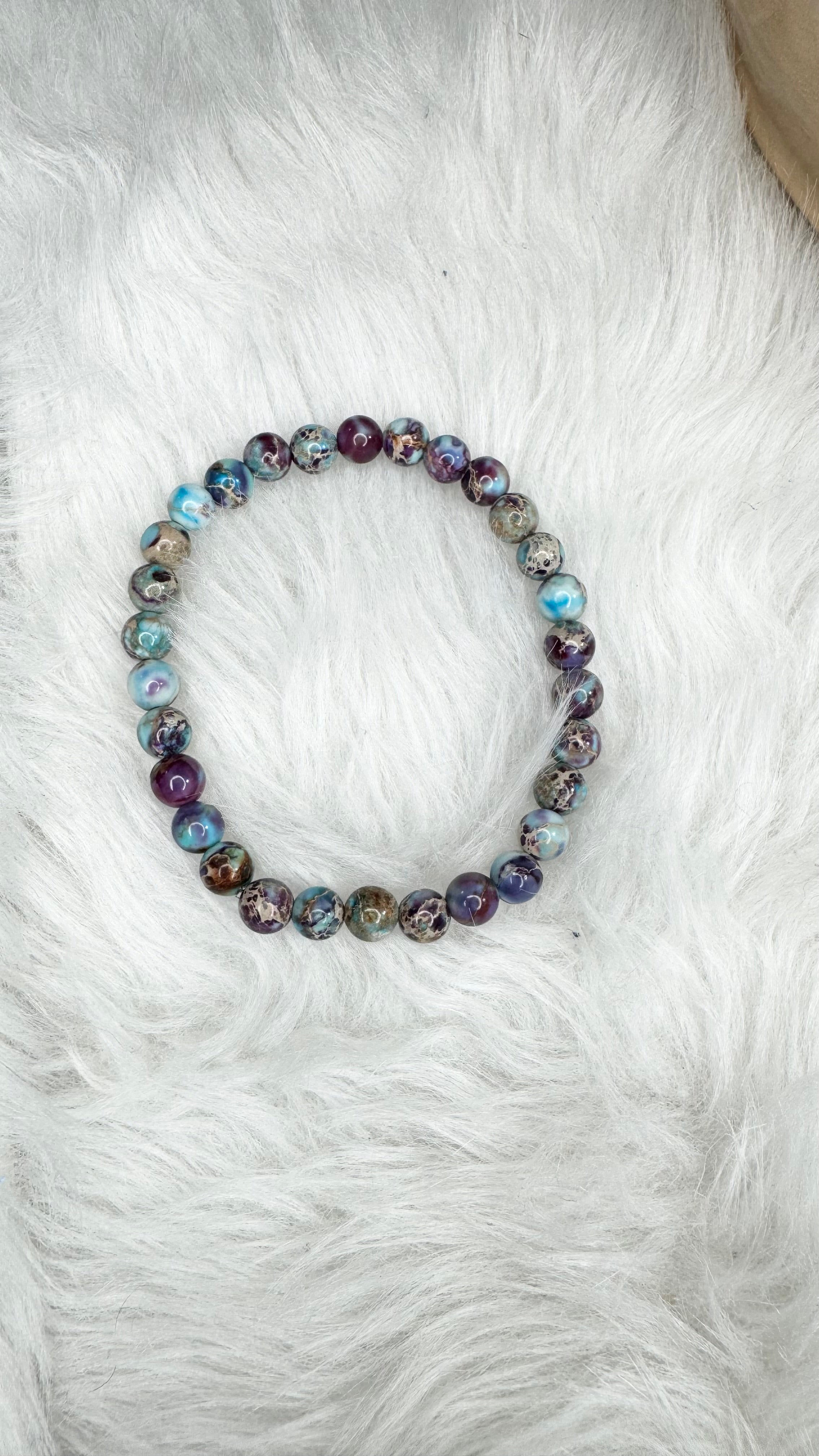 Sea Sediment Imperial Jasper (Purple Blue) Beaded Stretch Bracelet- 6mm | Made to Order