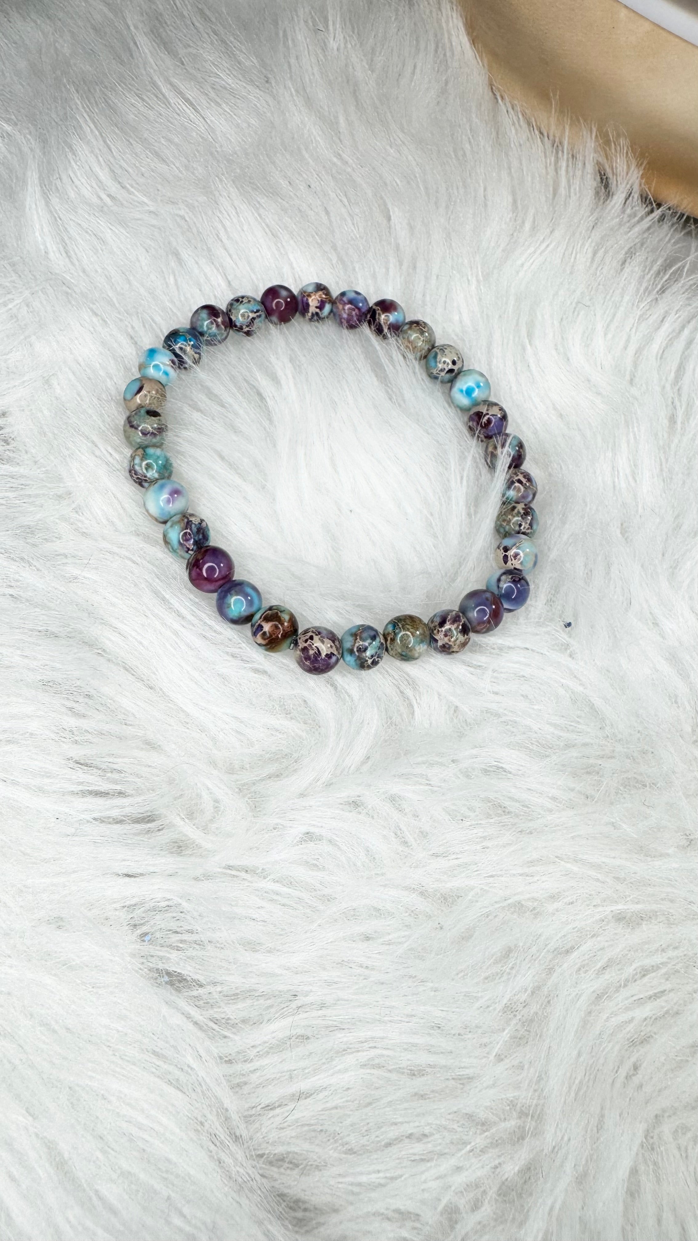 Sea Sediment Imperial Jasper (Purple Blue) Beaded Stretch Bracelet- 6mm | Made to Order