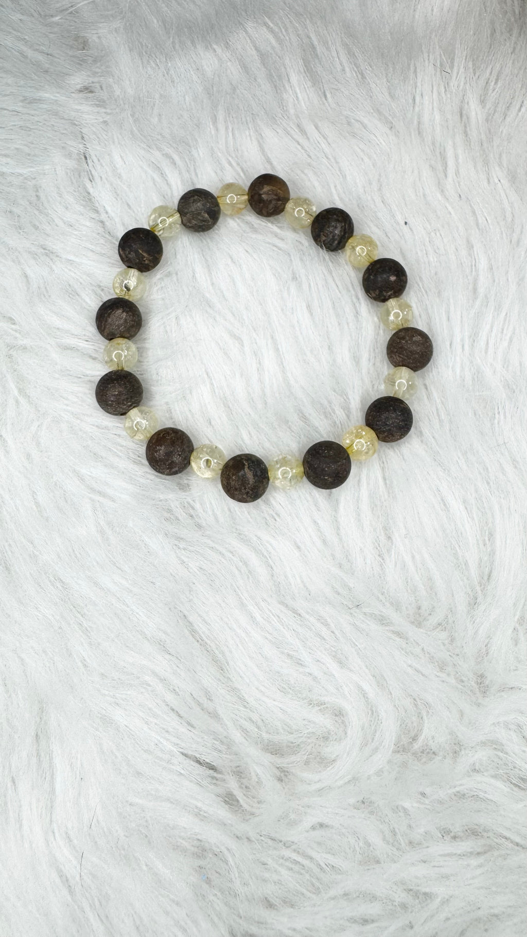 Bronzite (Matte) 8mm, Citrine 6mm Beaded Stretch Bracelet - 6mm, 8mm | Made to Order