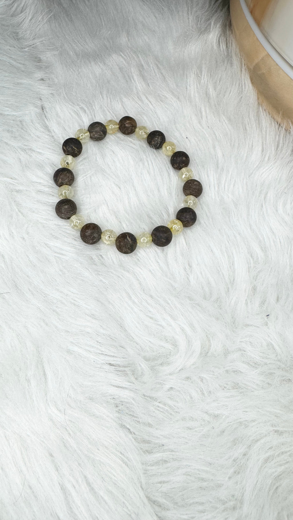 Bronzite (Matte) 8mm, Citrine 6mm Beaded Stretch Bracelet - 6mm, 8mm | Made to Order