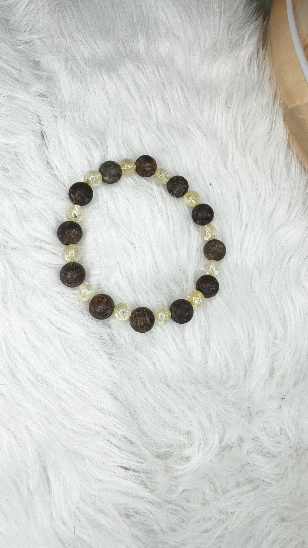 Bronzite (Matte) 8mm, Citrine 6mm Beaded Stretch Bracelet - 6mm, 8mm | Made to Order