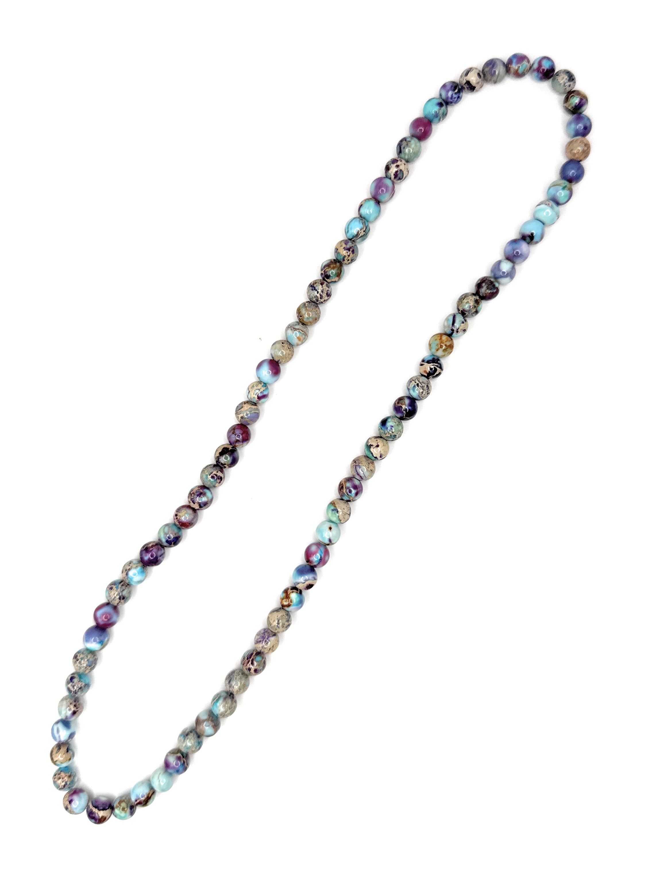 Sea Sediment Imperial Jasper (Purple Blue) Beaded Stretch Necklace- 6mm | Made to Order, No Clasp