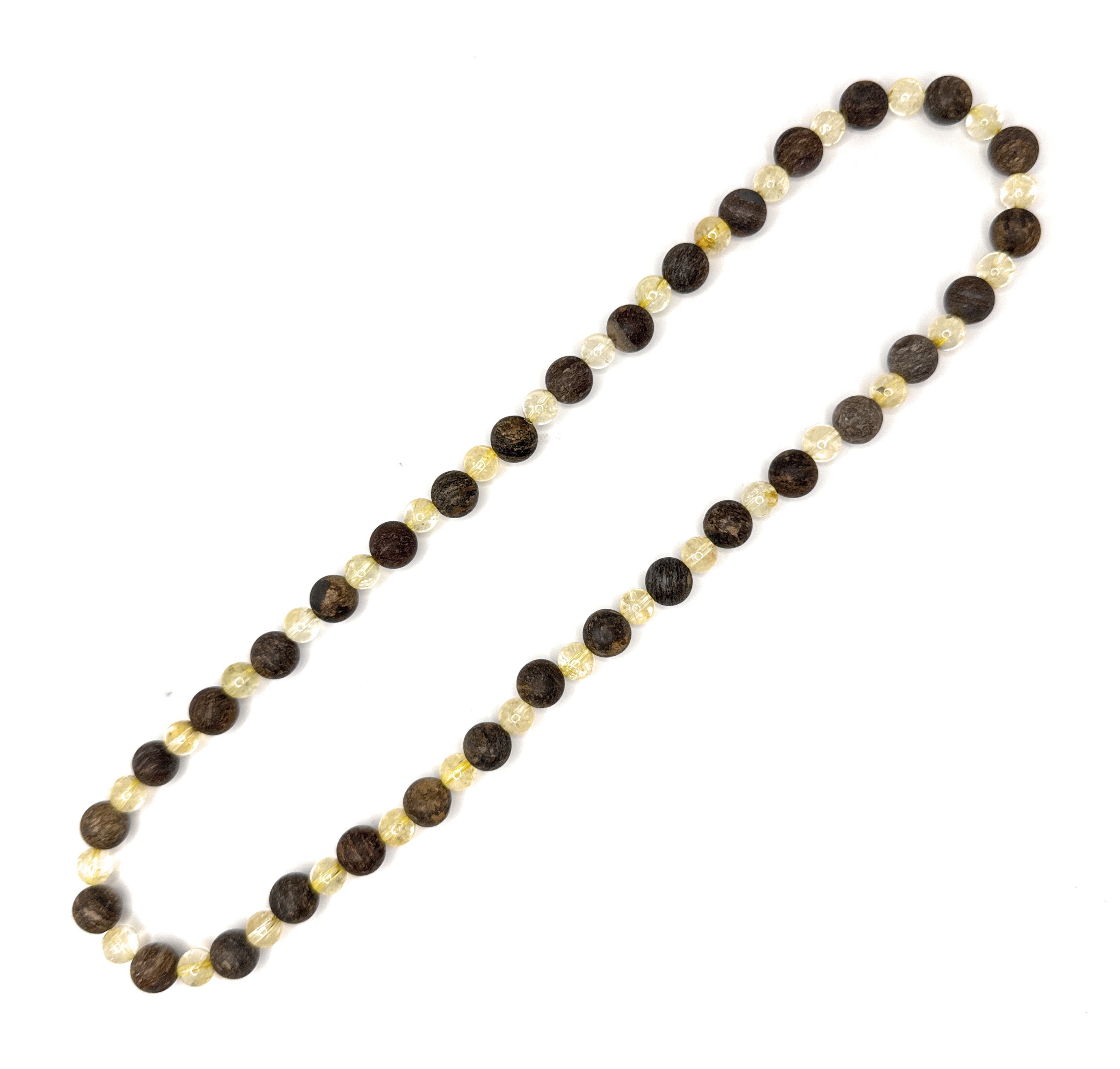 Bronzite (Matte) 8mm, Citrine 6mm Beaded Stretch Necklace- 6mm, 8mm | Made to Order, No Clasp