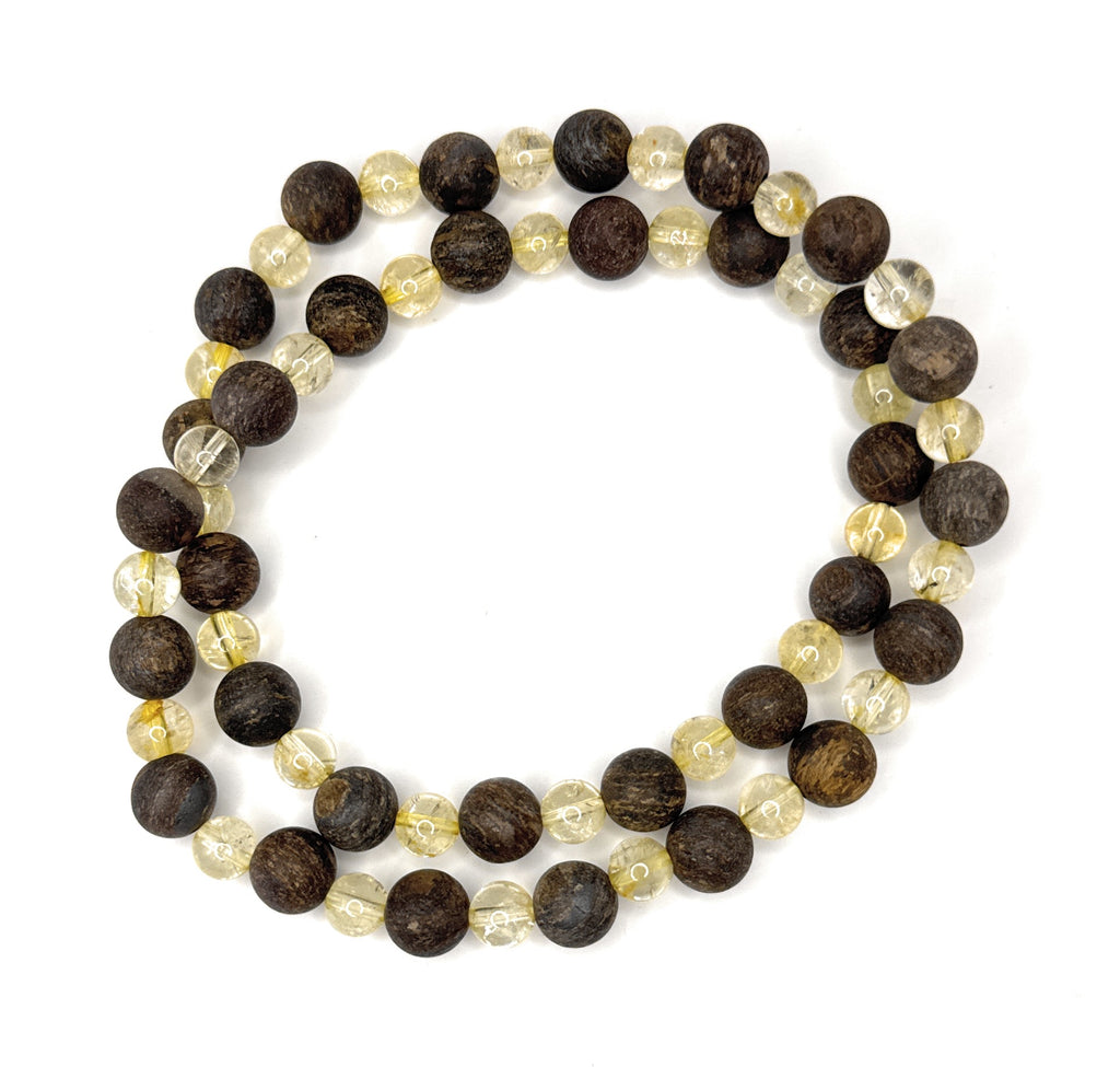 Bronzite (Matte) 8mm, Citrine 6mm Beaded Stretch Necklace- 6mm, 8mm | Made to Order, No Clasp