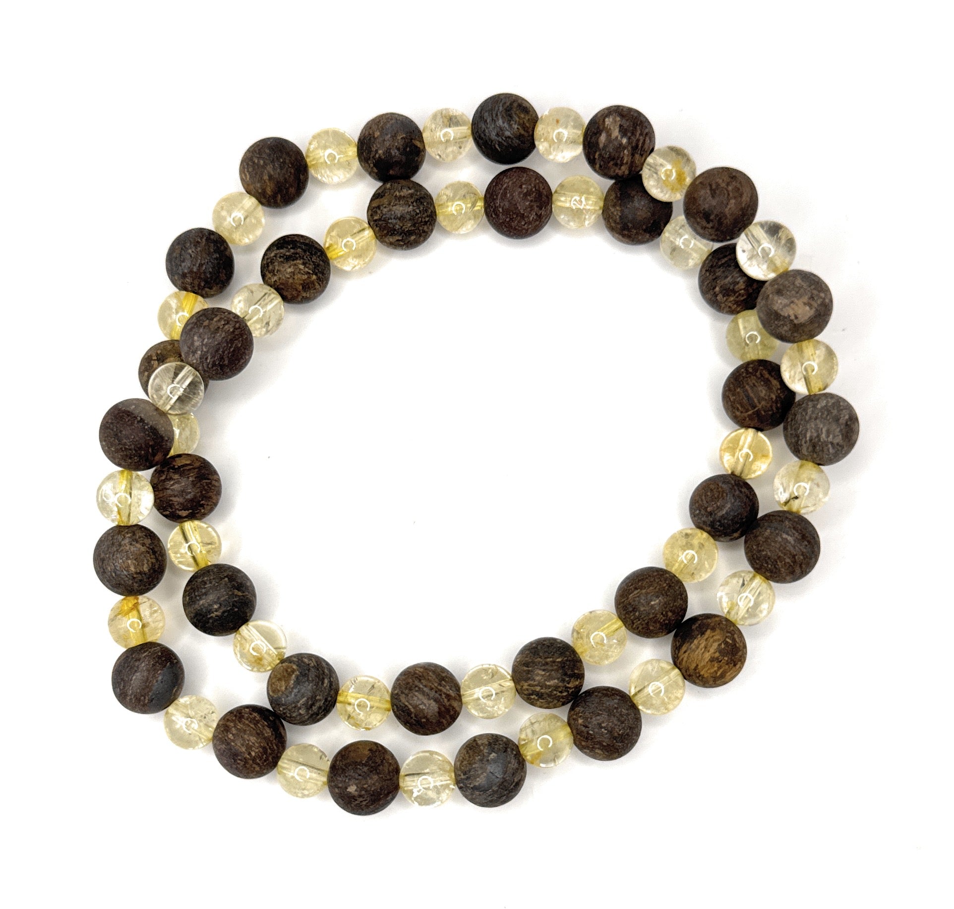 Bronzite (Matte) 8mm, Citrine 6mm Beaded Stretch Necklace- 6mm, 8mm | Made to Order, No Clasp