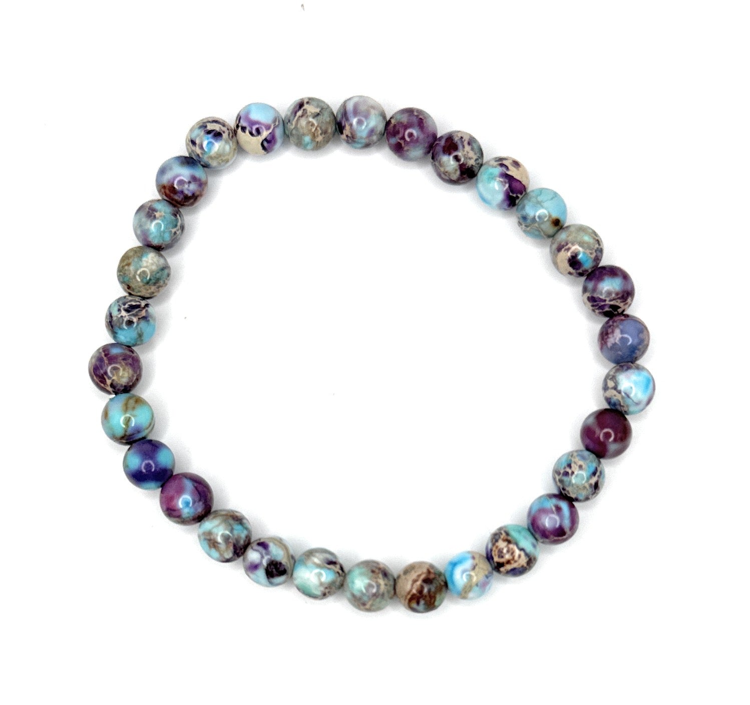Sea Sediment Imperial Jasper (Purple Blue) Beaded Stretch Bracelet- 6mm | Made to Order