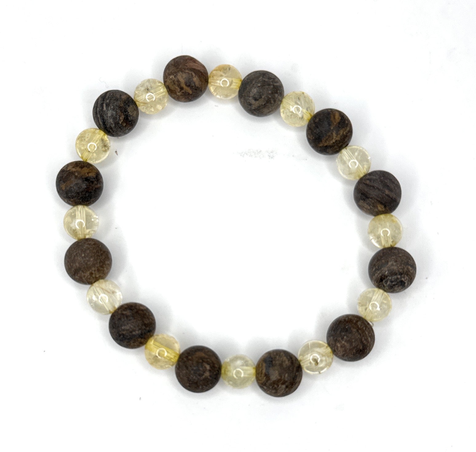 Bronzite (Matte) 8mm, Citrine 6mm Beaded Stretch Bracelet - 6mm, 8mm | Made to Order