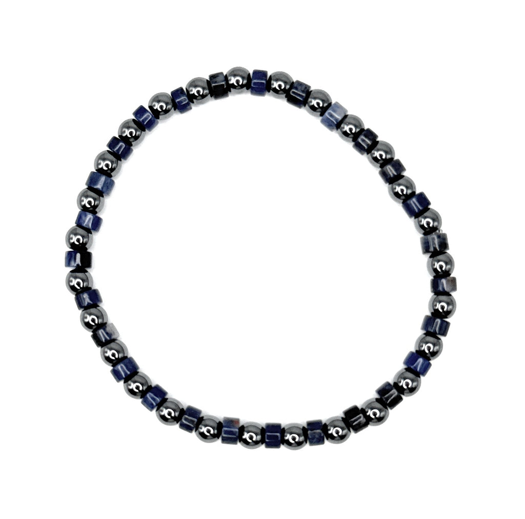 Hematite, Heishi Sodalite Beaded Stretch Bracelet - Tiny, Dainty – 4mm | Made to Order