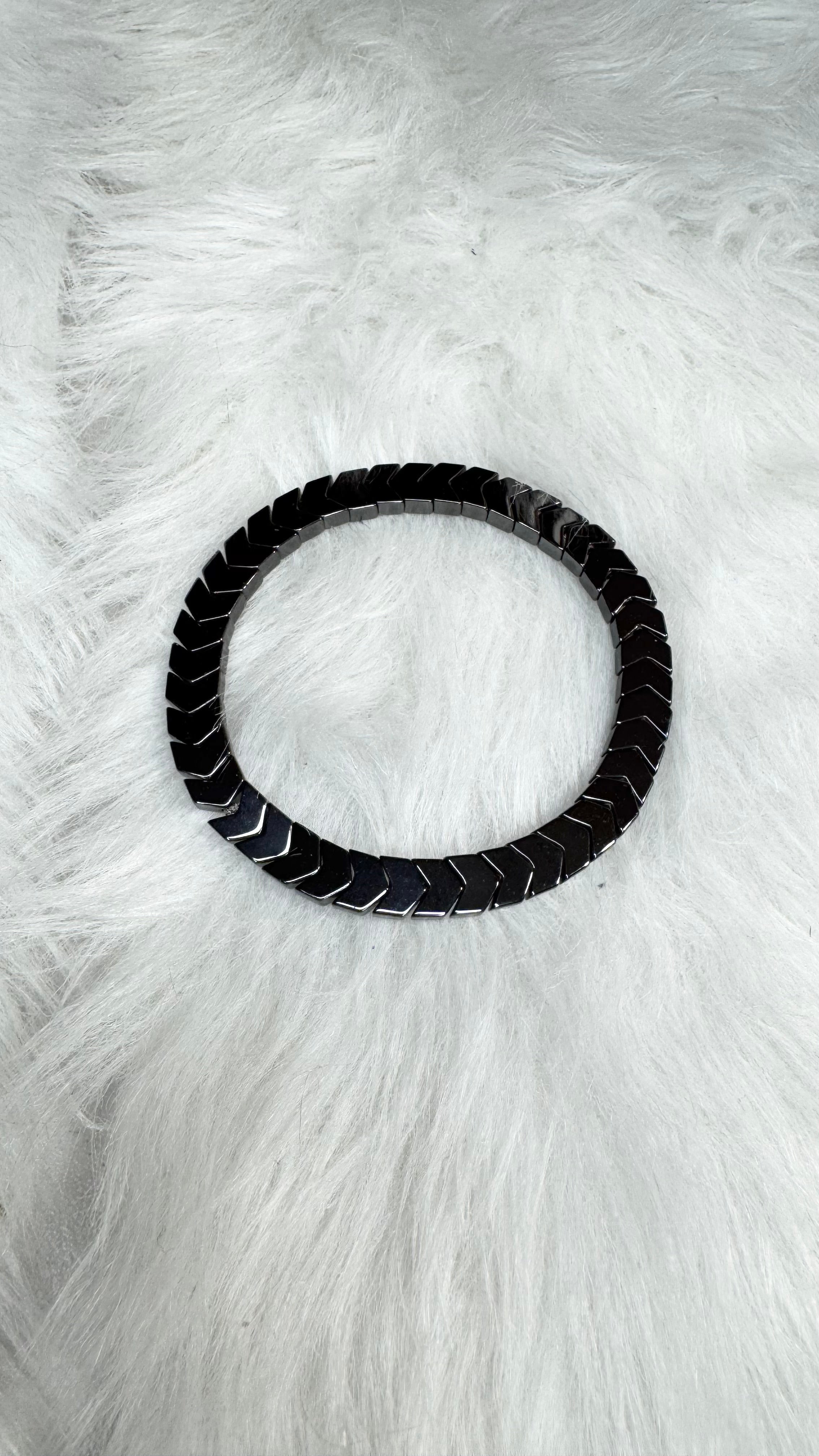 Arrow Hematite Beaded Stretch Bracelet - 6x4mm | Made to Order