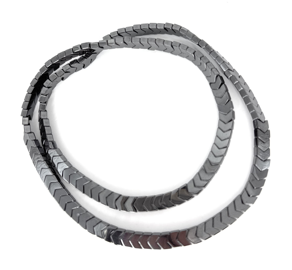 Arrow Hematite Beaded Stretch Necklace - 6x4mm | Made to Order, No Clasp