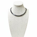 Beaded stretch necklace with dark gray chevron hematite-style beads