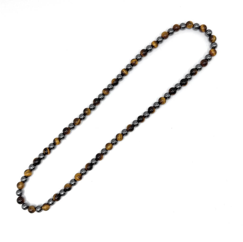 Hematite Beaded Stretch Necklace 6mm | Grounding Protection Strength, Healing Crystal Jewelry, Gift for Her