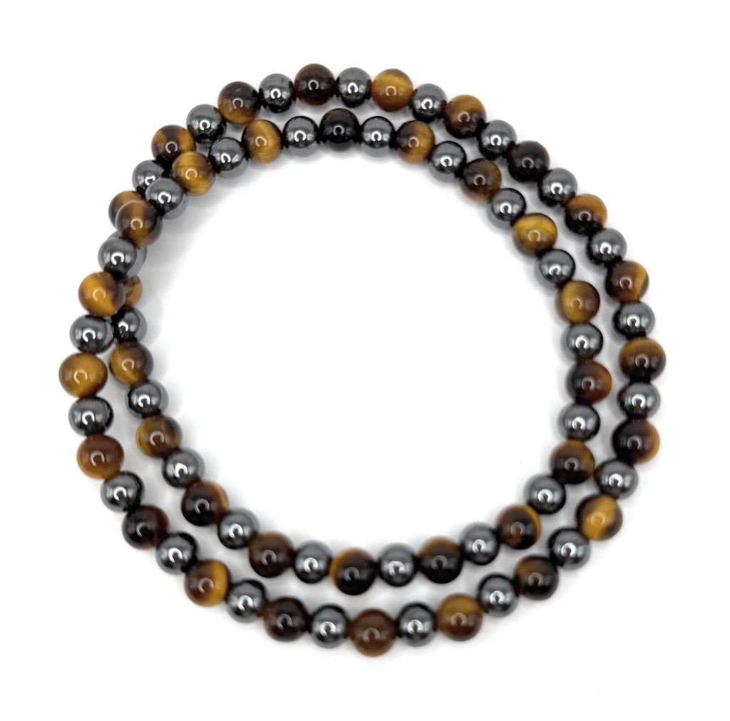 Hematite Beaded Stretch Necklace 6mm | Grounding Protection Strength, Healing Crystal Jewelry, Gift for Her