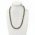 Hematite bead stretch necklace with dark beads and golden tiger-eye accents