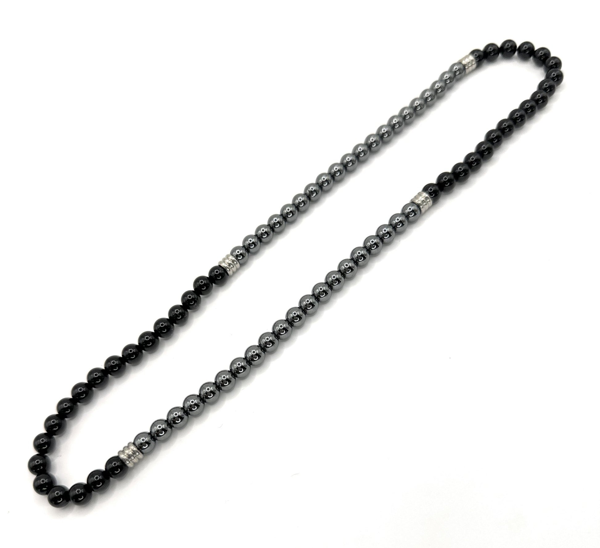 Black Onyx, Hematite Beaded Necklace – 6mm - Shop of Small Creations, LLC