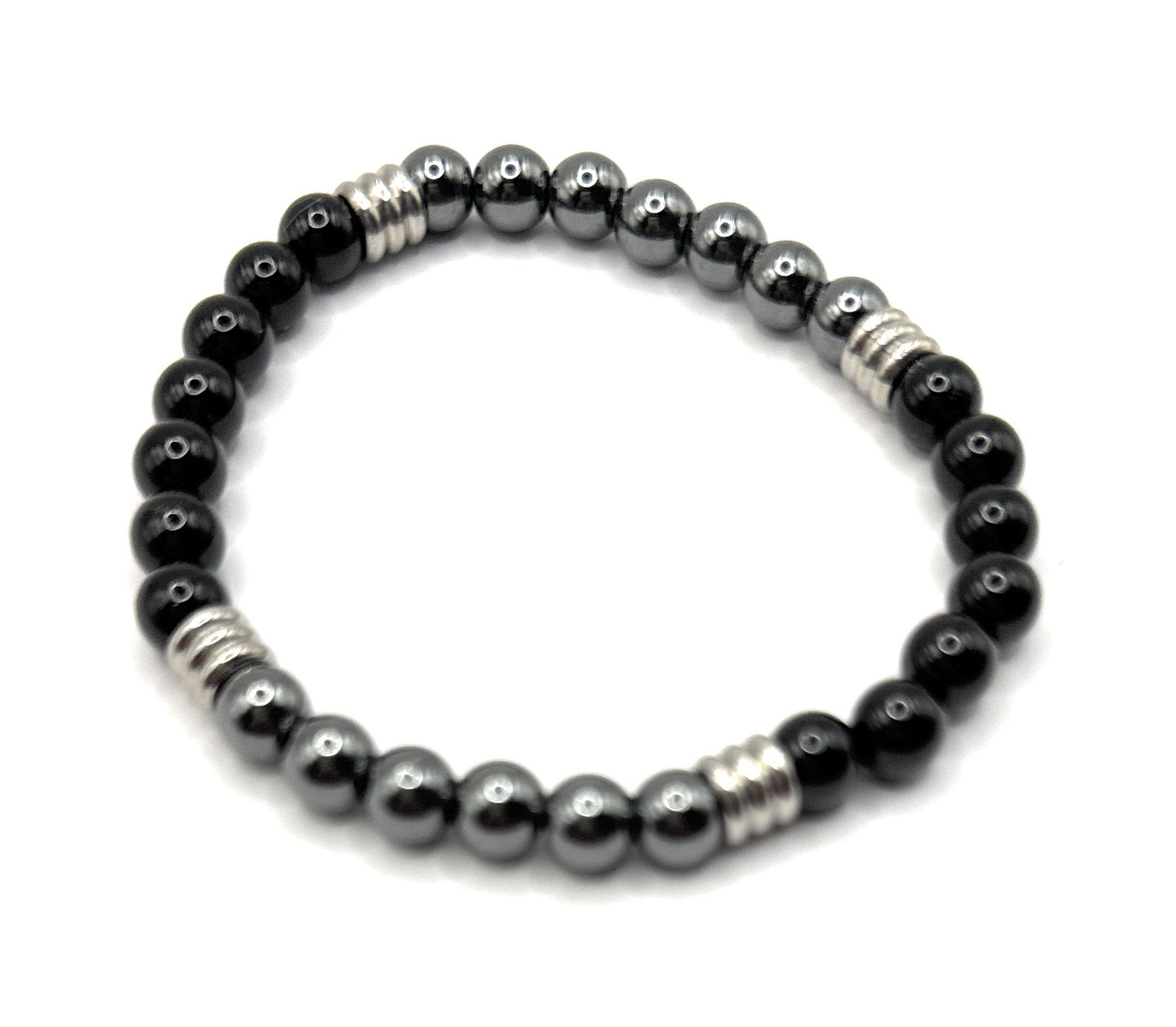 Black Onyx, Hematite Beaded Bracelet – 6mm