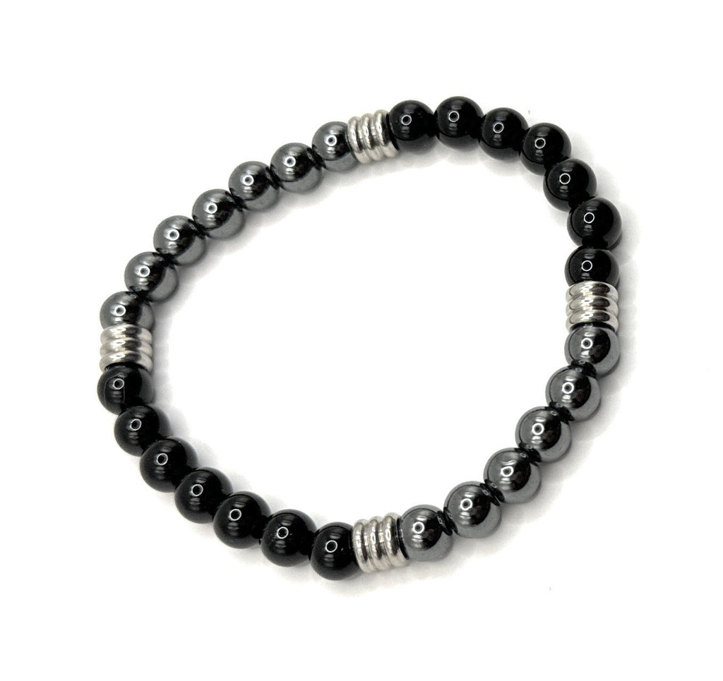 Black Onyx, Hematite Beaded Bracelet – 6mm - Shop of Small Creations, LLC