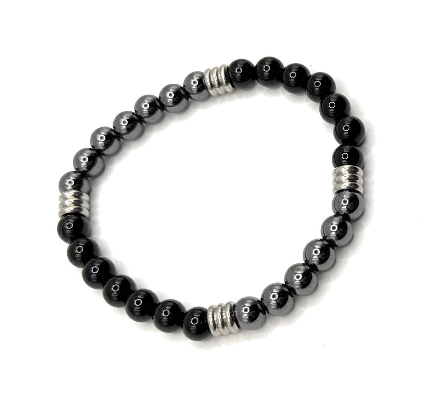 Black Onyx, Hematite Beaded Bracelet – 6mm - Shop of Small Creations, LLC