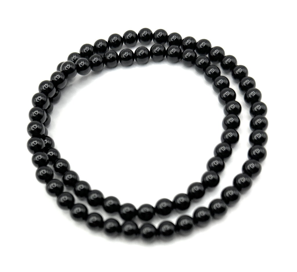 Black Tourmaline Beaded Necklace - 6mm - Shop of Small Creations, LLC