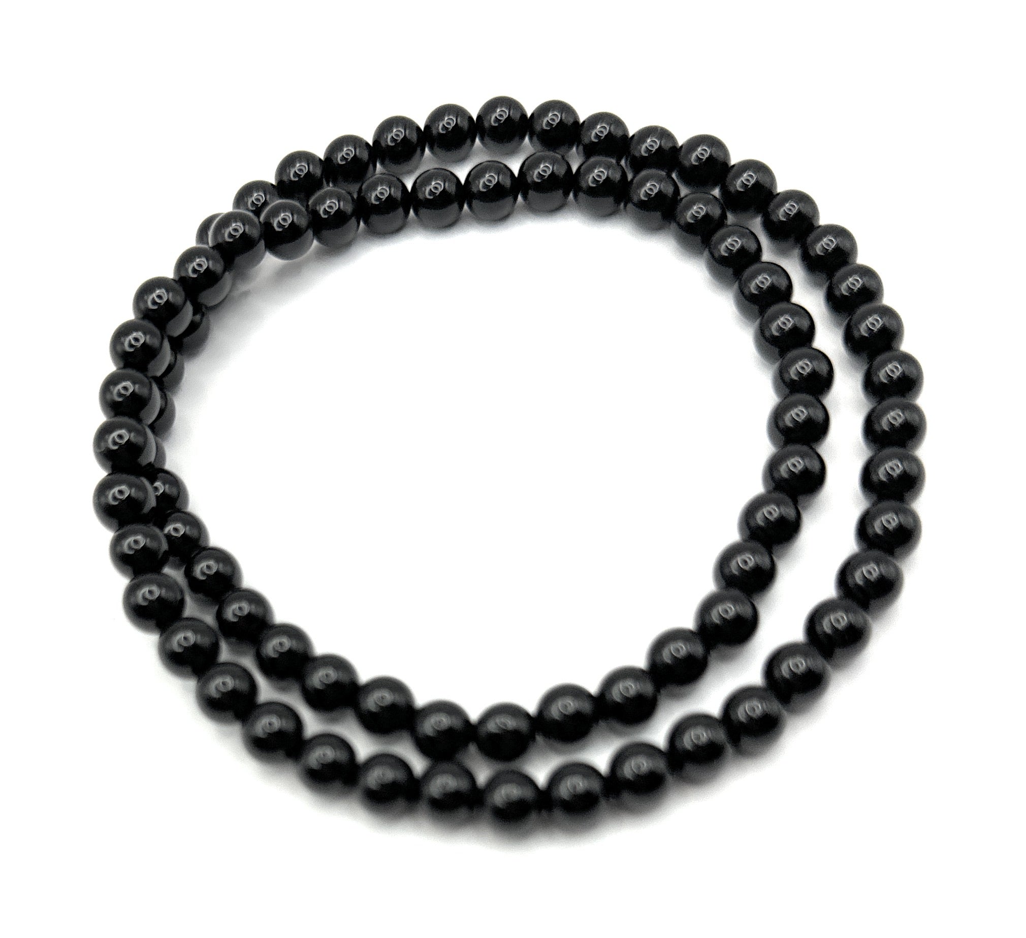 Black Tourmaline Beaded Necklace - 6mm - Shop of Small Creations, LLC