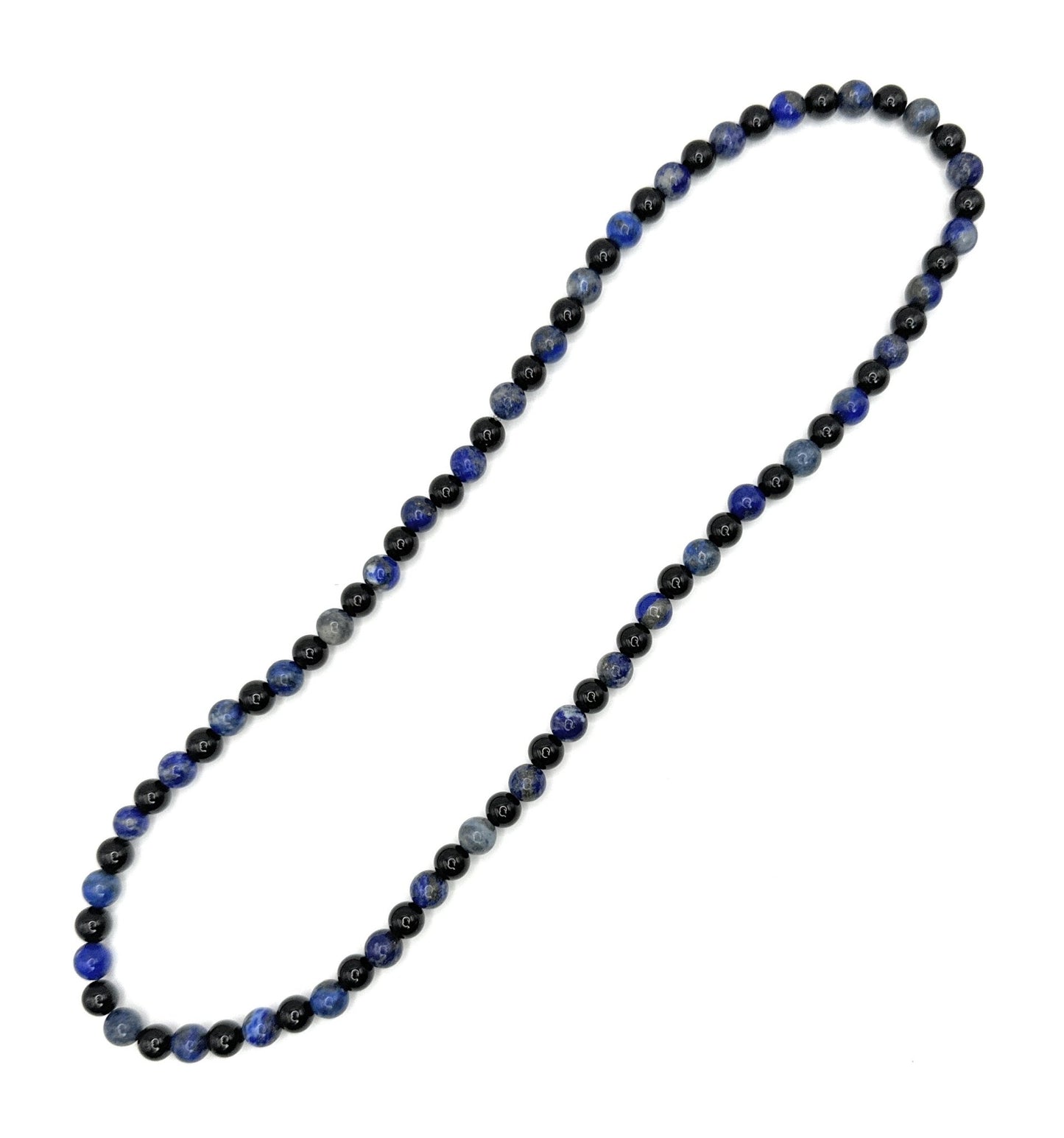 Lapis Lazuli, Black Onyx Beaded Necklace - 6mm - Shop of Small Creations, LLC