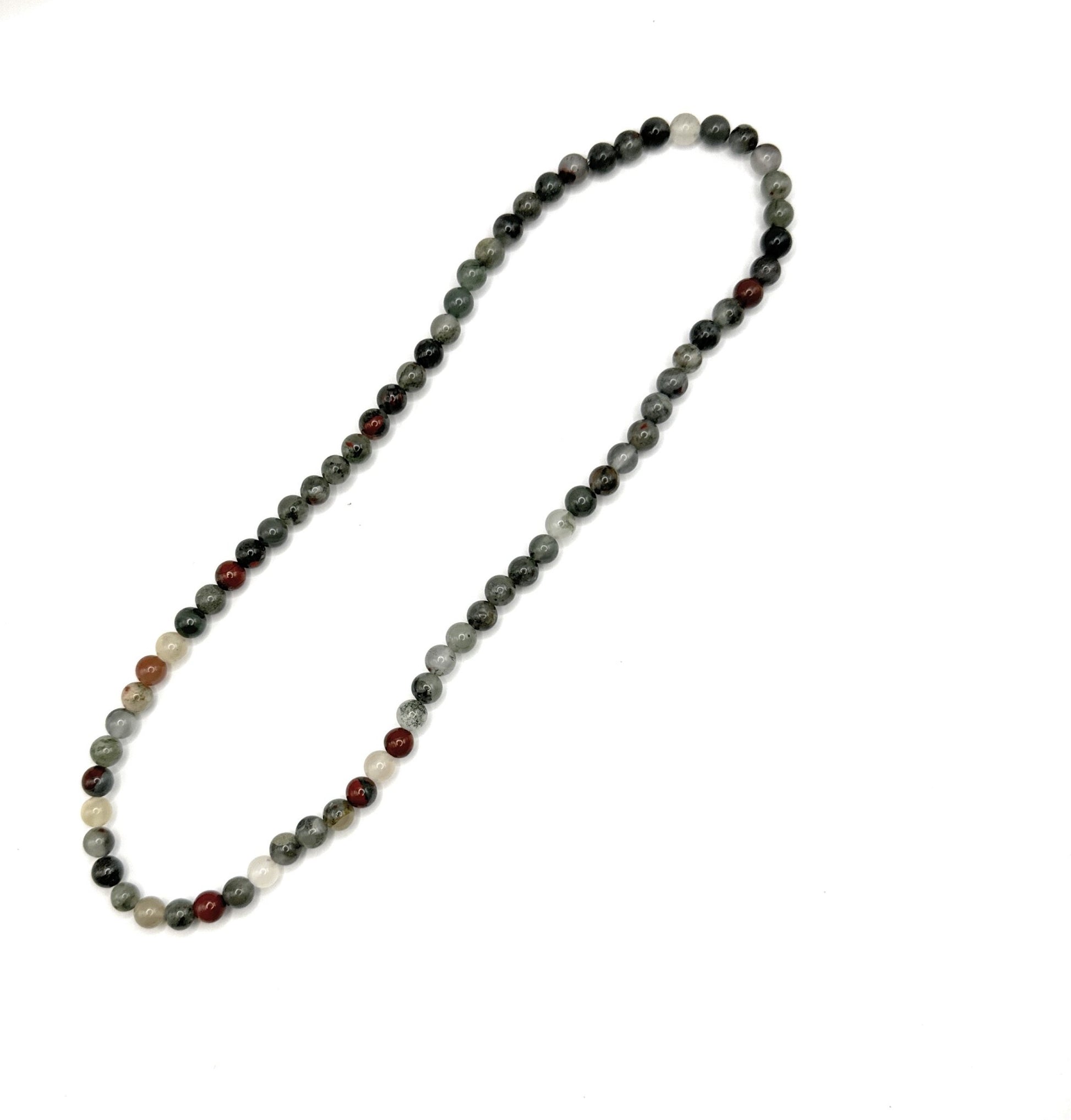 African Bloodstone Beaded Necklace - 6mm - Shop of Small Creations, LLC