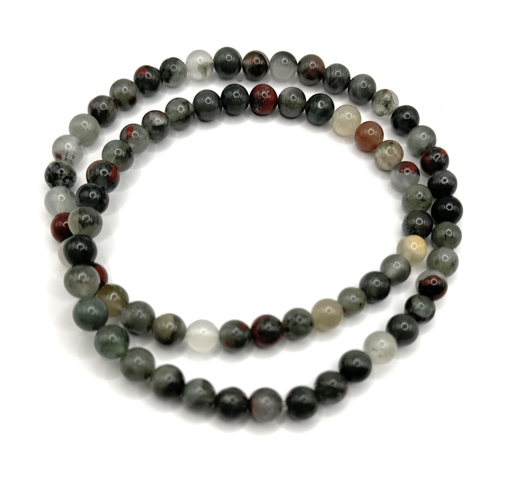 African Bloodstone Beaded Necklace - 6mm - Shop of Small Creations, LLC