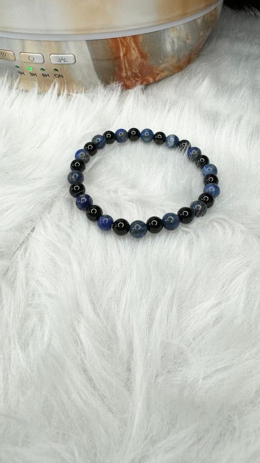 Lapis Lazuli, Black Onyx Beaded Bracelet - 6mm - Shop of Small Creations, LLC