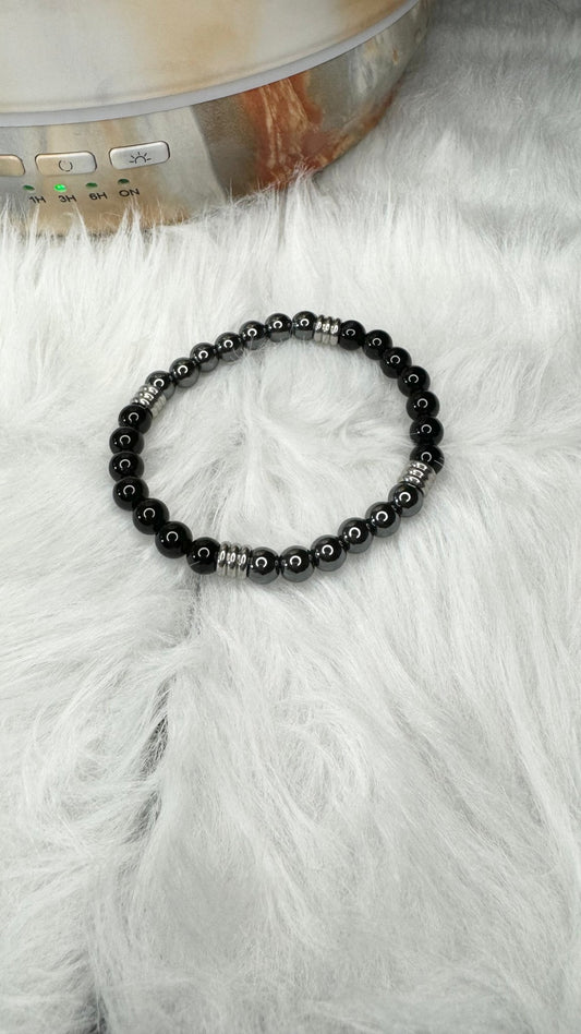 Black Onyx, Hematite Beaded Bracelet – 6mm - Shop of Small Creations, LLC