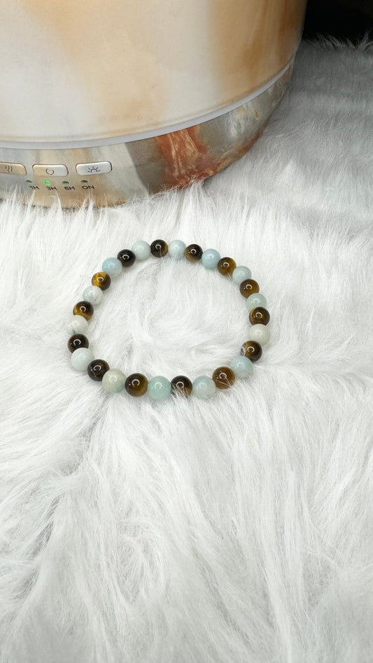 Amazonite, Tiger Eye Beaded Bracelet - 6mm - Shop of Small Creations, LLC