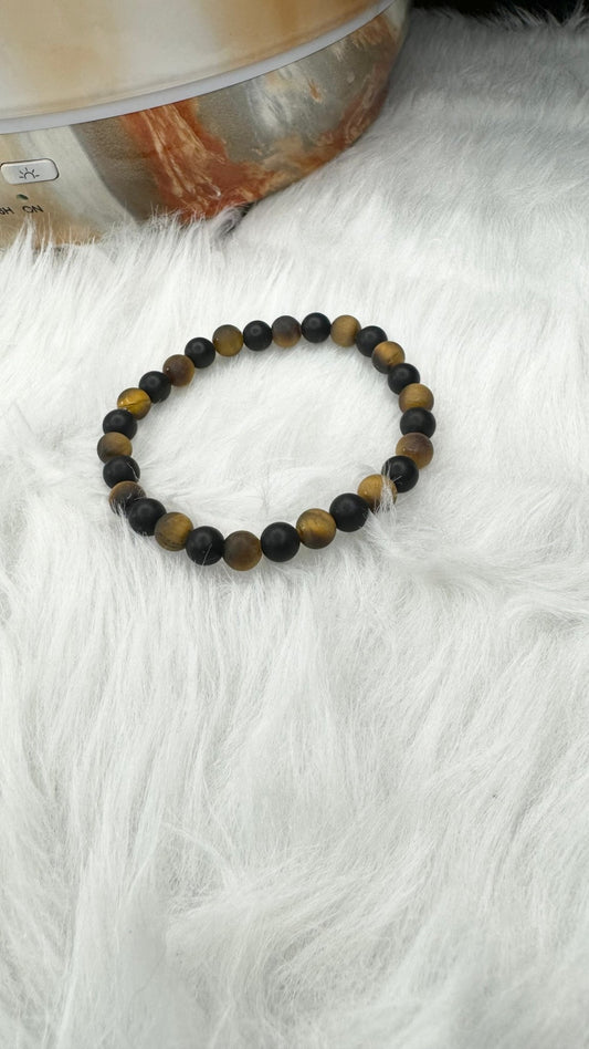 Matte Black Onyx, Matte Tiger Eye Beaded Bracelet – 6mm - Shop of Small Creations, LLC