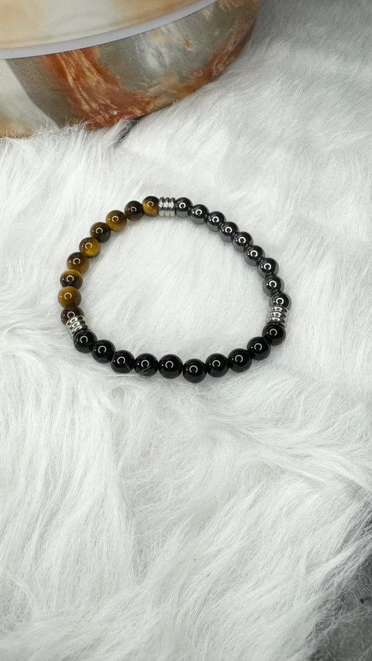 Black Onyx, Hematite, Tiger Eye Beaded Bracelet - 6mm - Shop of Small Creations, LLC