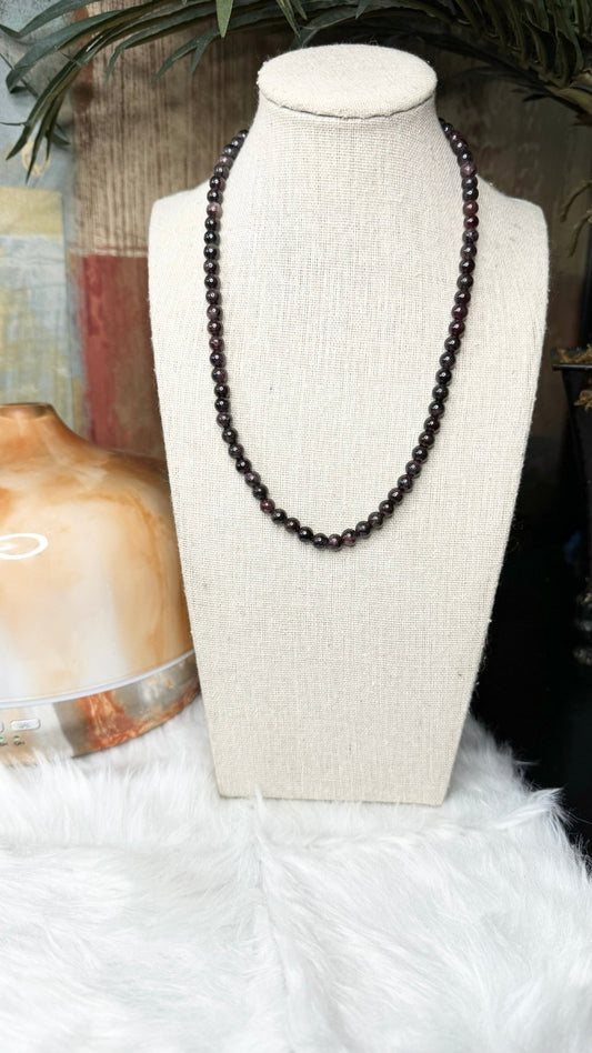 Garnet Beaded Necklace – 6mm - Shop of Small Creations, LLC