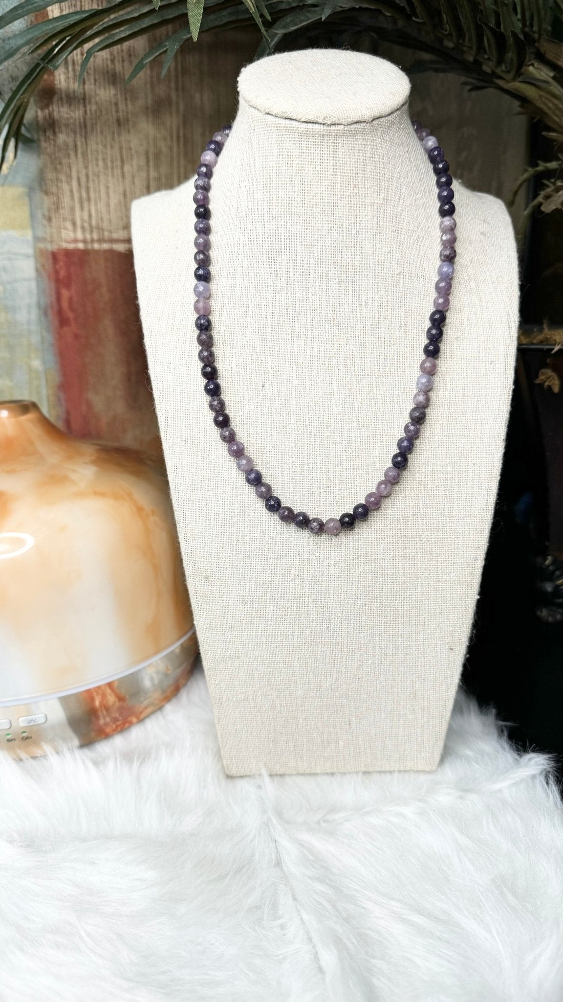 Lepidolite Beaded Necklace - 6mm - Shop of Small Creations, LLC