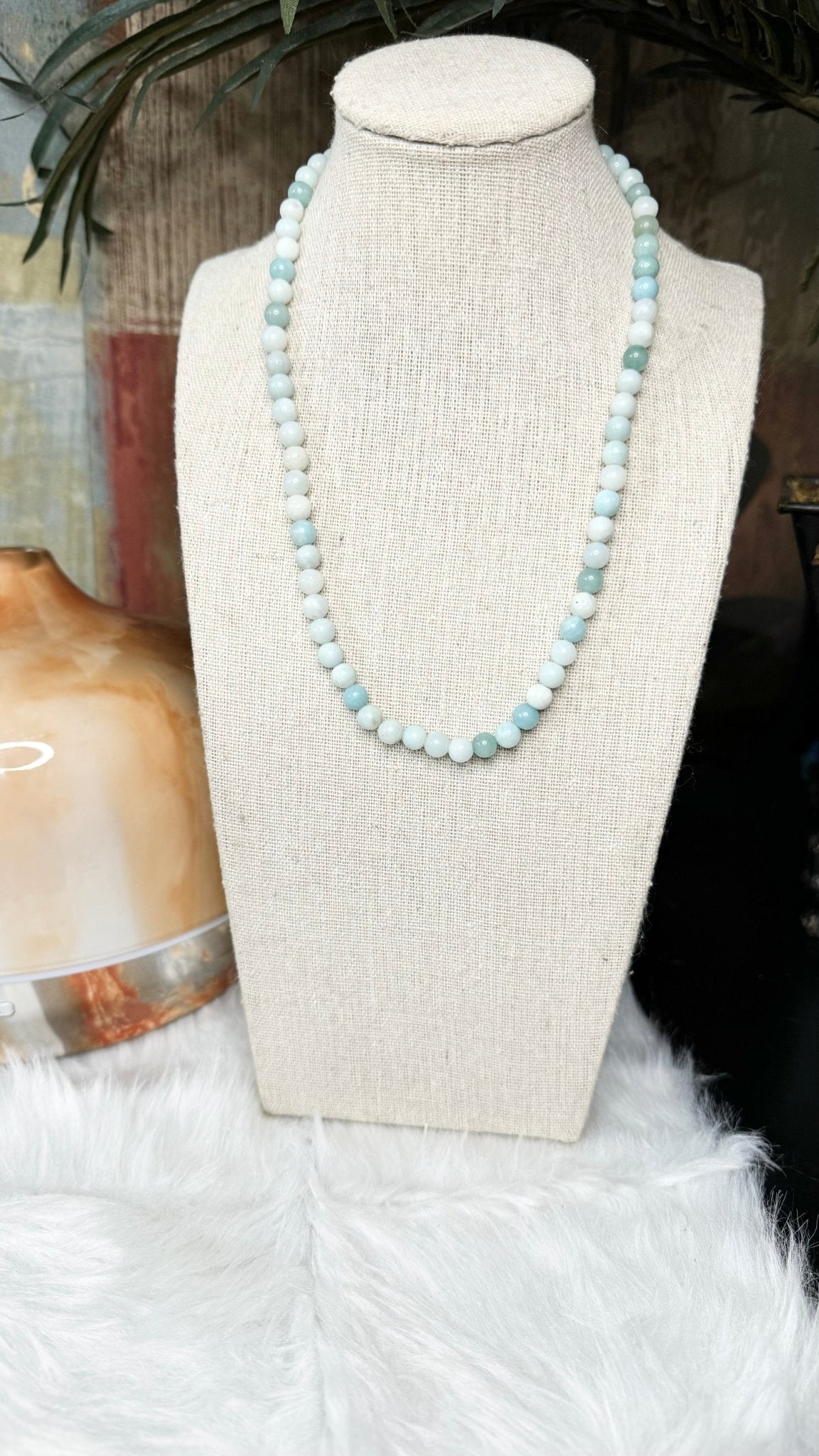 Amazonite Beaded Necklace - 6mm - Shop of Small Creations, LLC