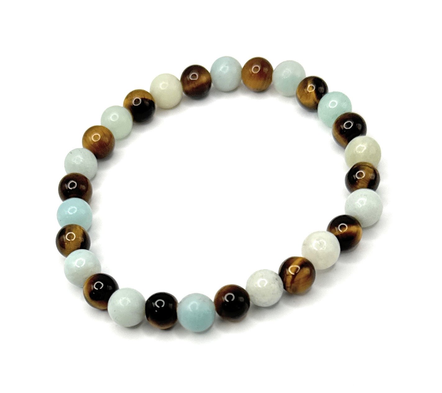 Amazonite, Tiger Eye Beaded Bracelet - 6mm - Shop of Small Creations, LLC