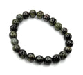 Jasper bead stretch bracelet with 8mm dark green and black round beads