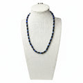 Lapis lazuli and black onyx stretch beaded necklace with dark blue and black beads