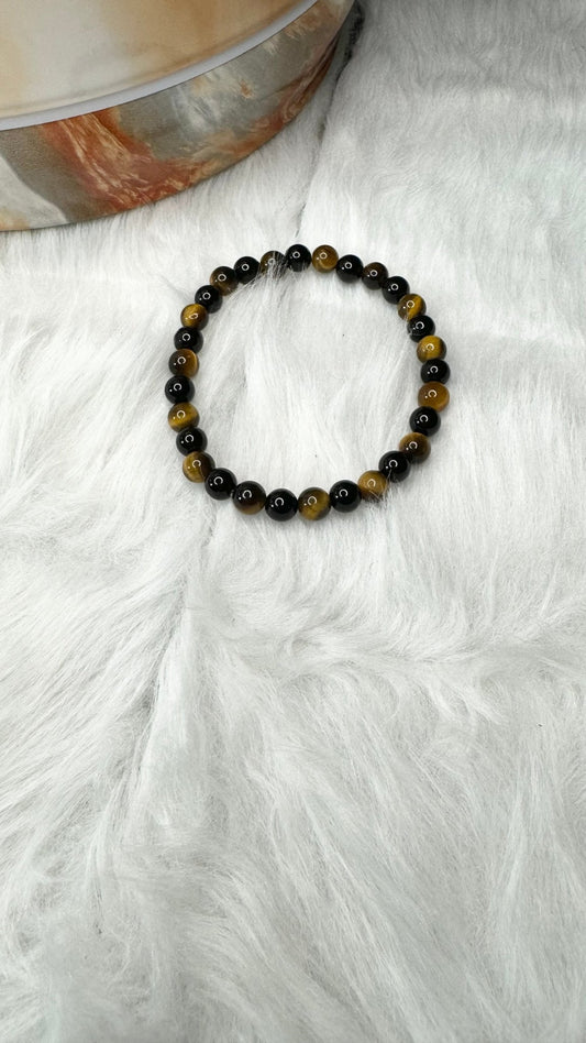 Black Onyx, Tiger Eye Beaded Bracelet - 6mm - Shop of Small Creations, LLC