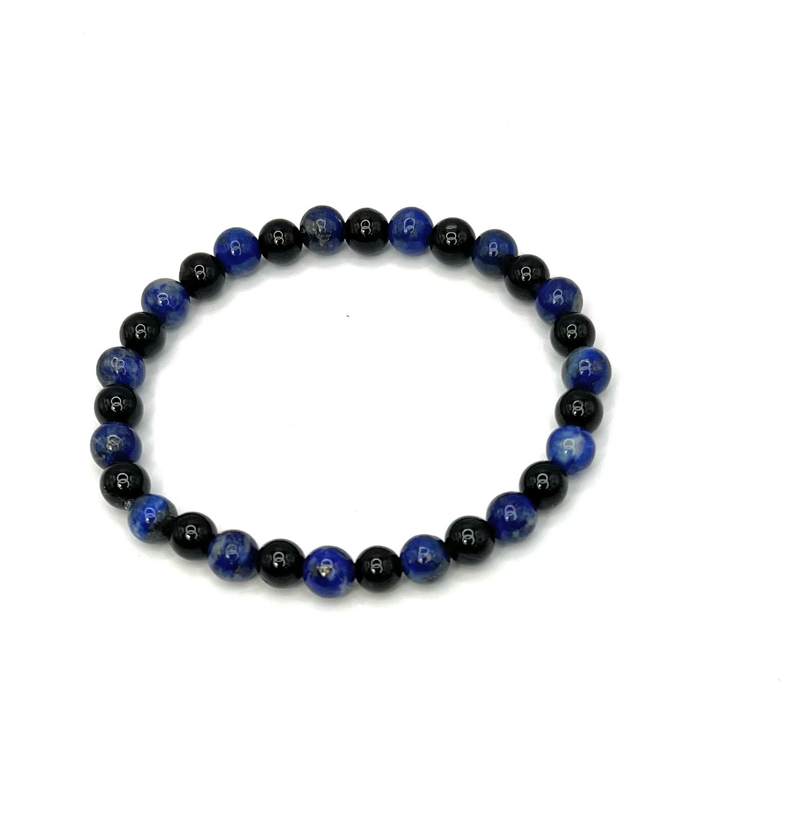 Lapis Lazuli, Black Onyx Beaded Bracelet - 6mm - Shop of Small Creations, LLC