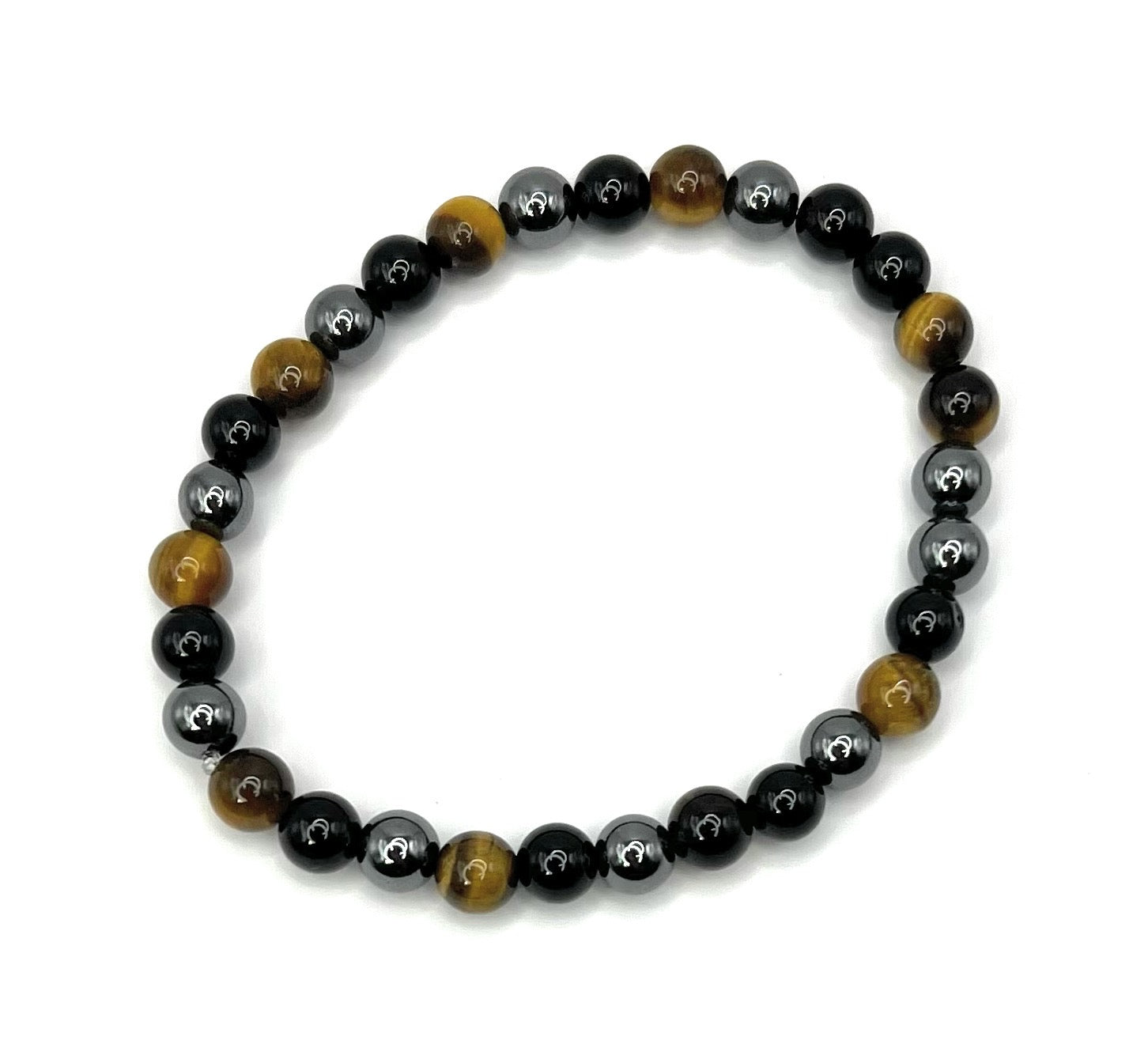 Black Onyx + Hematite Beaded Stretch Bracelet 6mm | Protection Grounding Strength, Healing Crystal Jewelry, Gift for Him