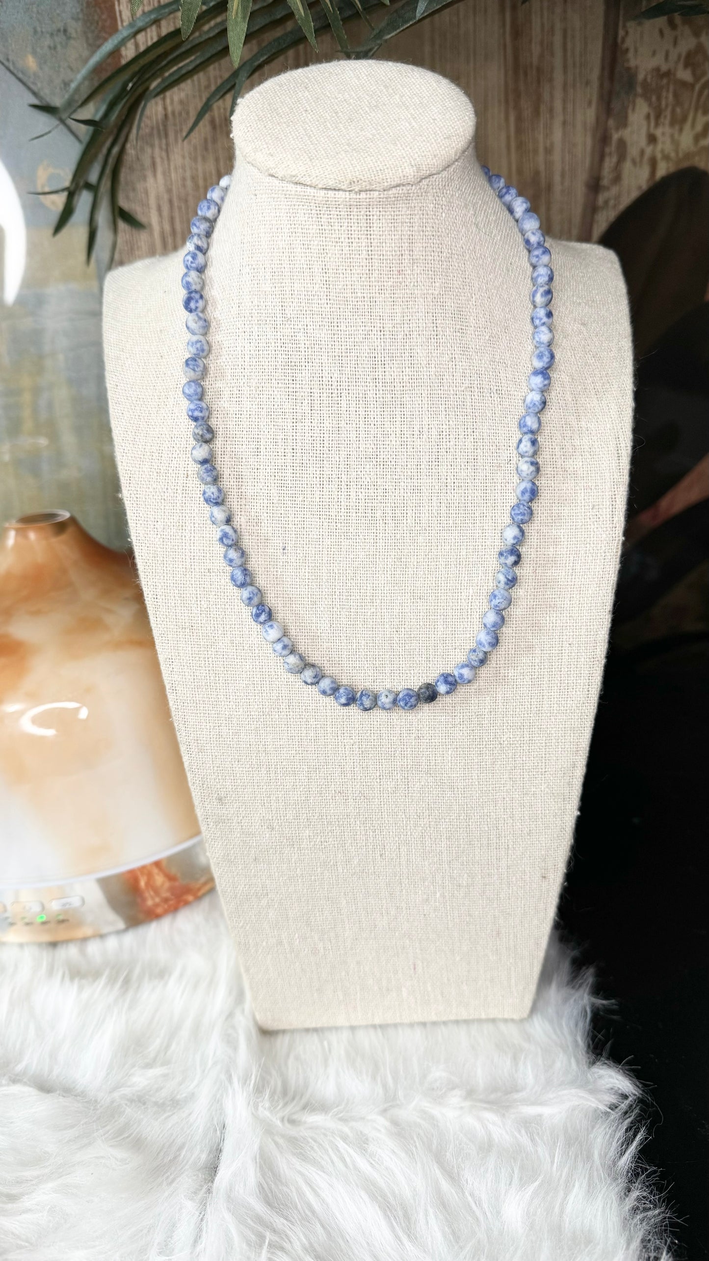 Matte Brazil Sodalite Beaded Necklace - 6 - 7mm