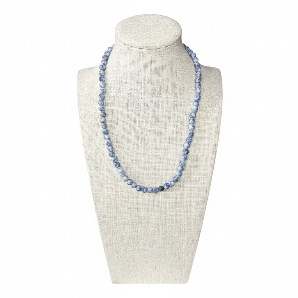 Matte Sodalite Beaded Stretch Necklace 6mm | Intuition Calm Clarity, Healing Crystal Jewelry, Gift for Her