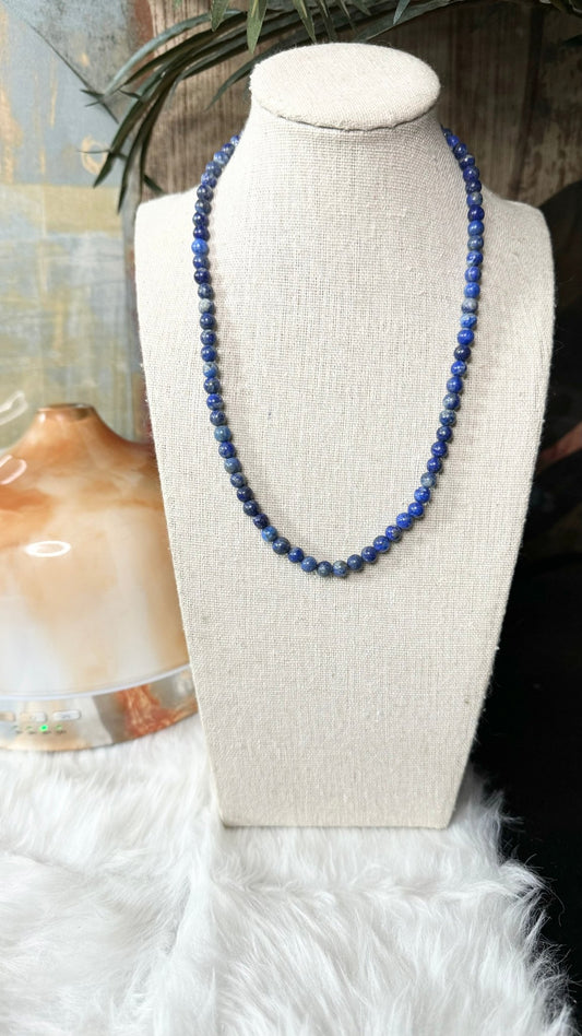 Lapis Lazuli Beaded Necklace - 6mm - Shop of Small Creations, LLC